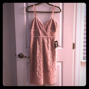 Blush pink lace dress